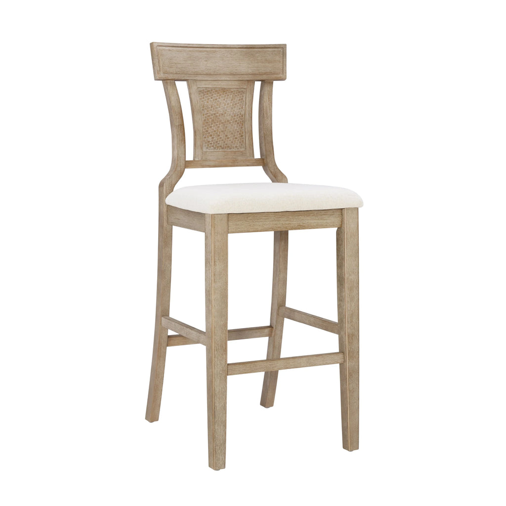 2026 Linon Rylan 30" Bar Stool, Rustic Brown Finish with Beige Fabric