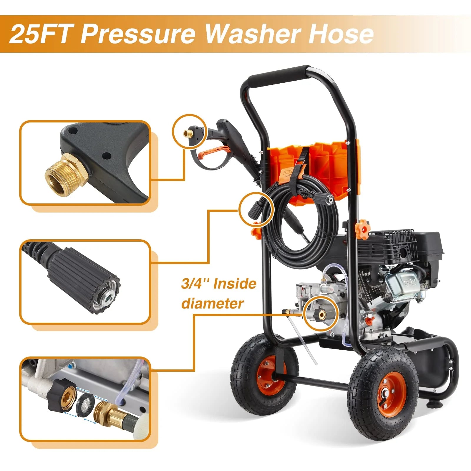 2026 Efurden 3500PSI Gas Pressure Washer, 2.3GPM Gas Powered High Pressure Clean Machine with 209CC Engine, 4 Adjustable Nozzles for Cleaning Walls, Terraces, Vehicles, Gardens (Blue)