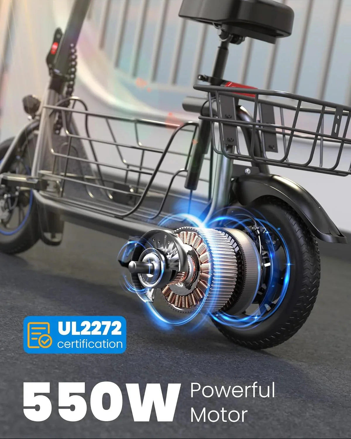 2026 Electric scooter for adults with large center basket