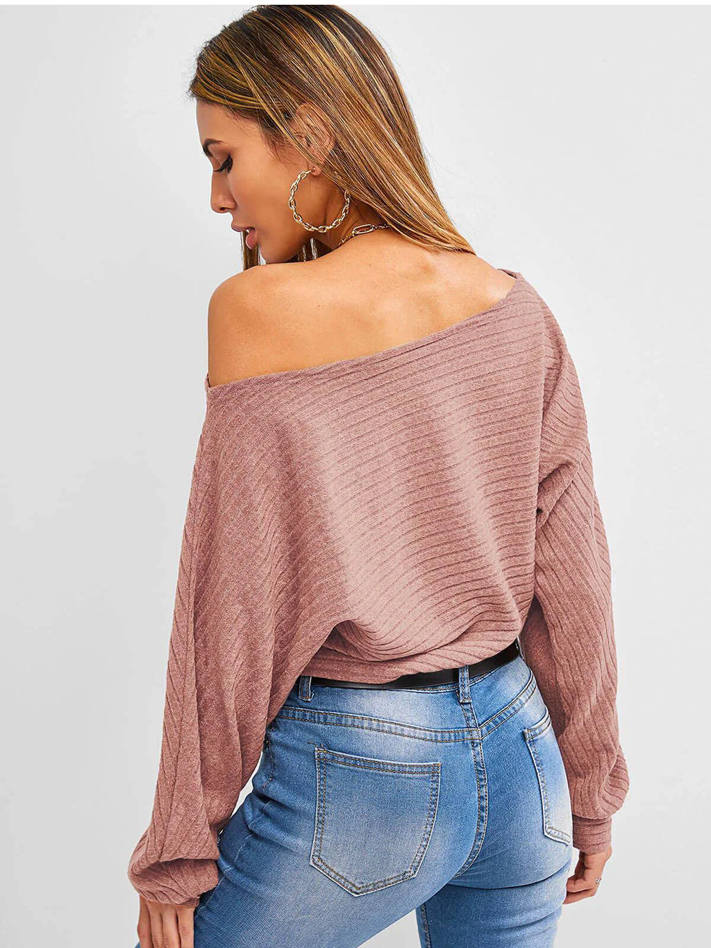 2026 Strapless bat-sleeve sweater