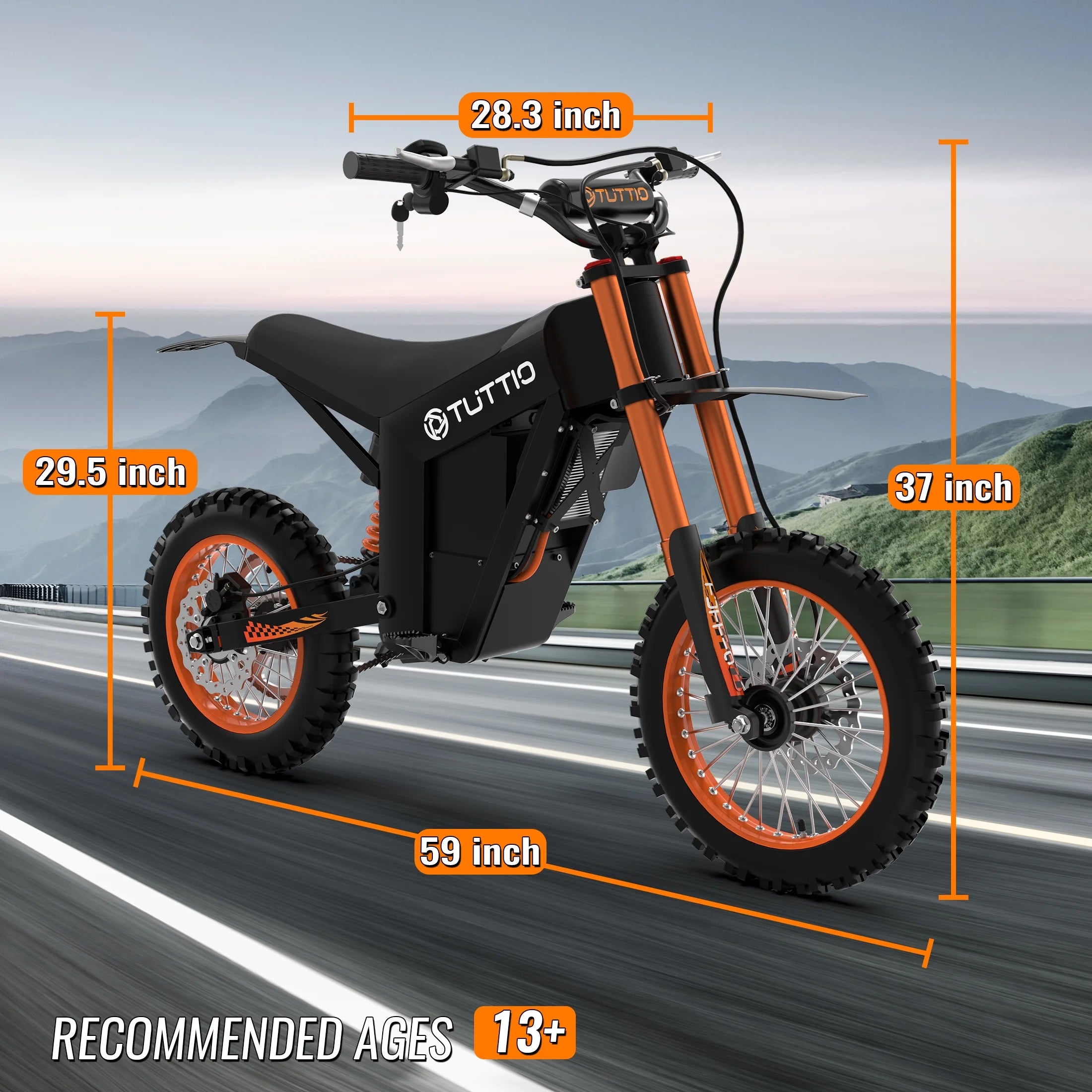 2026 TUTTIO Soleil01 Adult Electric Dirt Bike (with Branded Helmet), 2000W, 48V 21Ah Battery, 37Mph Full Suspension Mountain E-Bike, 200Nm Torque All-Terrain Electric Motorcycle