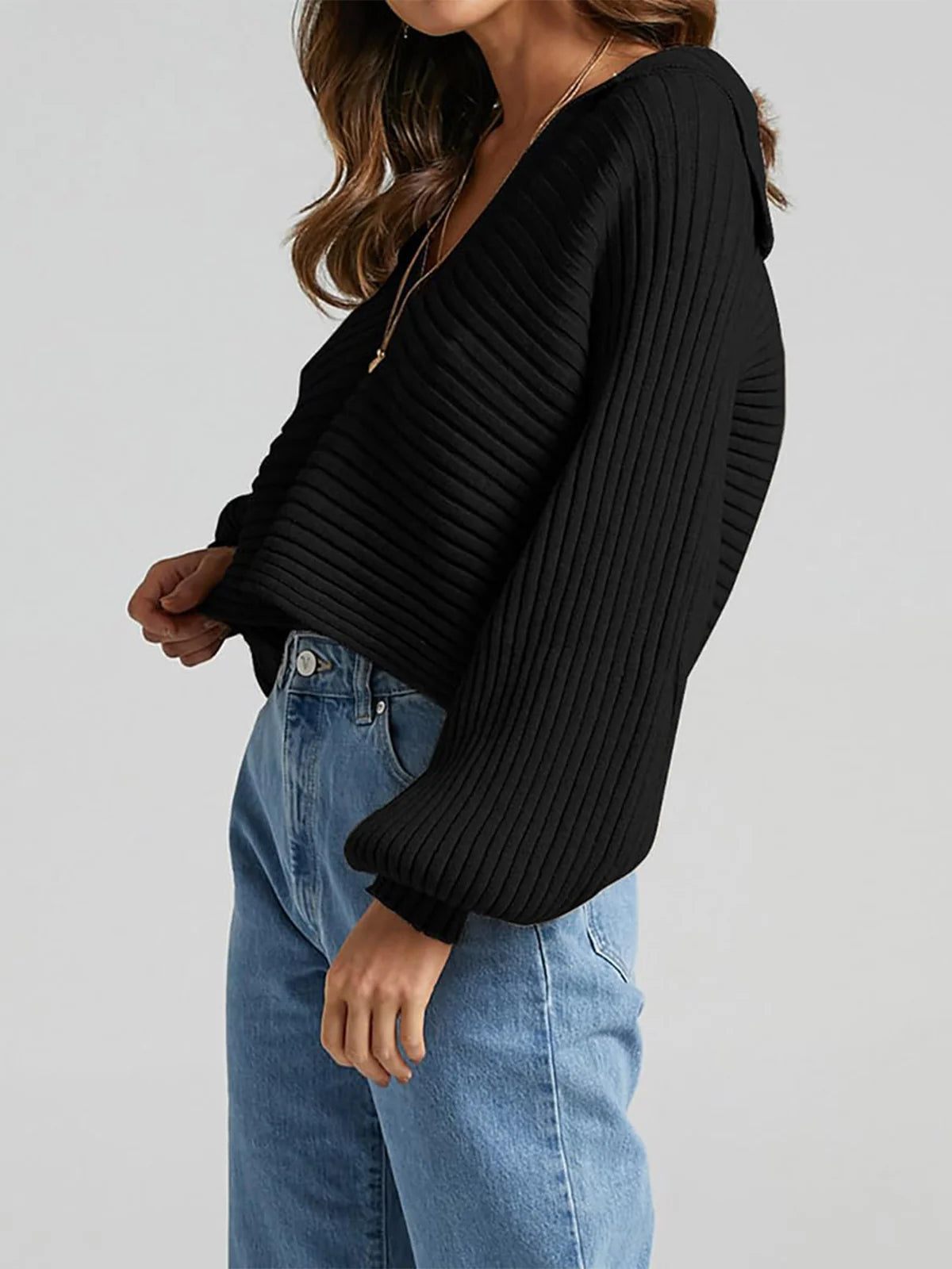 2026 V-Neck Lapel Knit Sweater