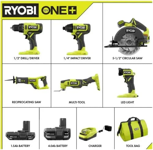 2026 RYOBI ONE+ PCL1600K2 18V Cordless 6-Tool Combo Kit