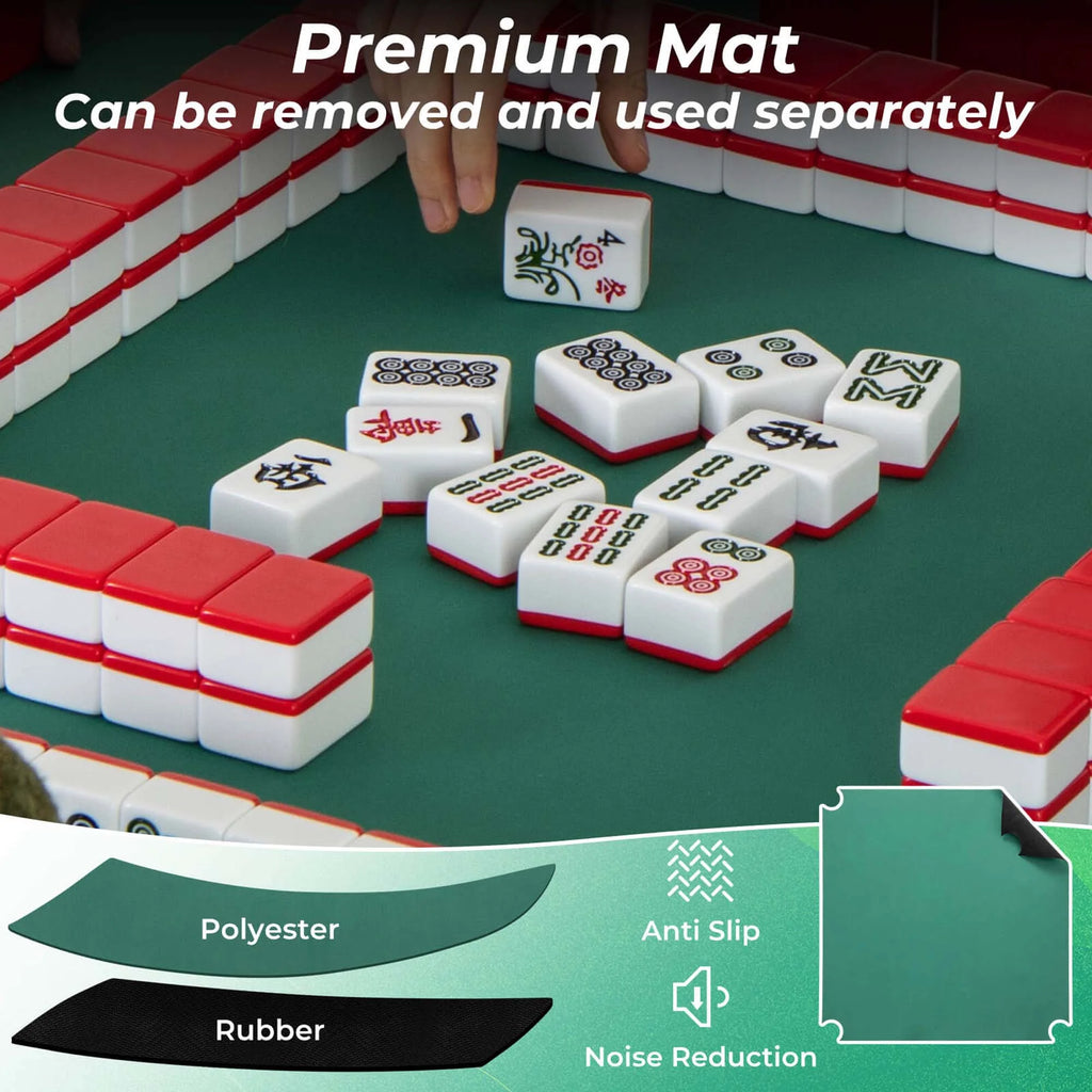 2026 Costway 35" Folding Mahjong Table with Cup Holders & Smooth Felt Mat Carrying Handle Green