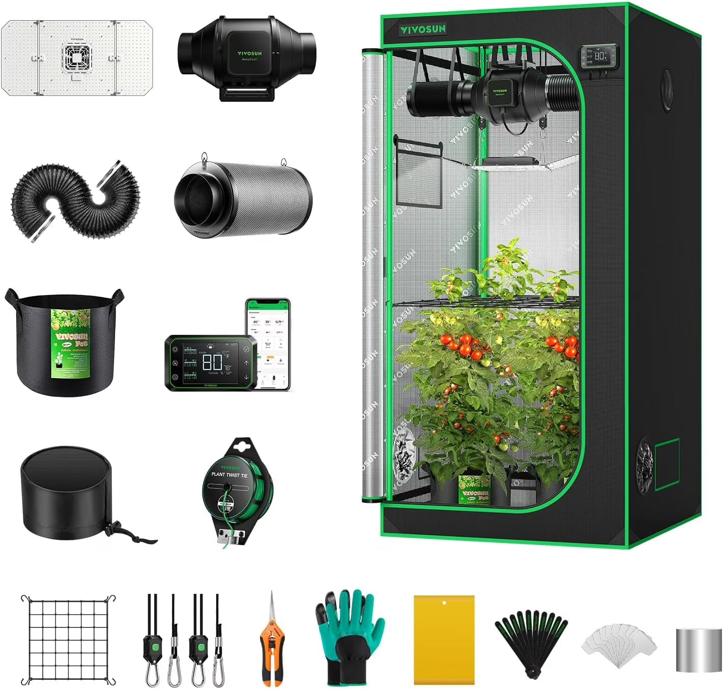 2026 VIVOSUN GIY Smart Grow Tent System 2x2, WiFi-Integrated Grow Tent Kit, with Automate Ventilation and Circulation, Schedule Full Spectrum 100W LED Grow Light, and GrowHub E42A Controller