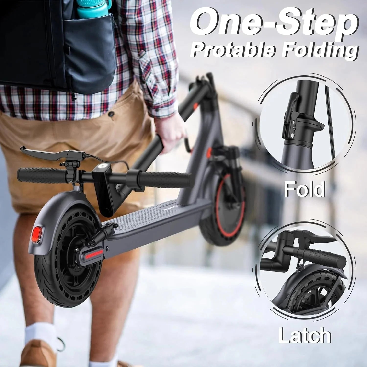 2026 Electric scooter, 350W/500W powerful motor, 8.5"/10" solid rubber tires, 19/22 mph, 28/21/12 mile range, dual brakes