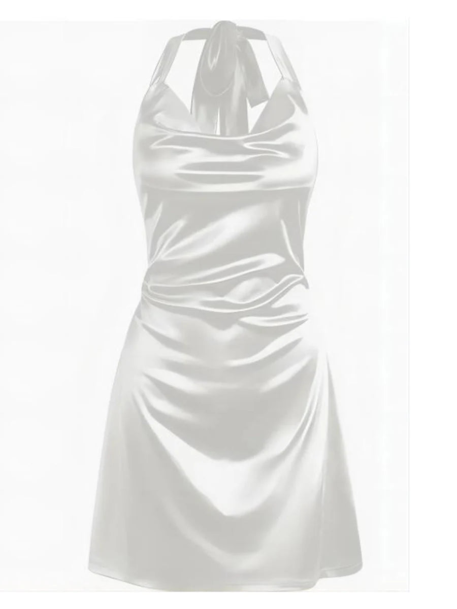 2026 Halterneck Satin Mini Dress