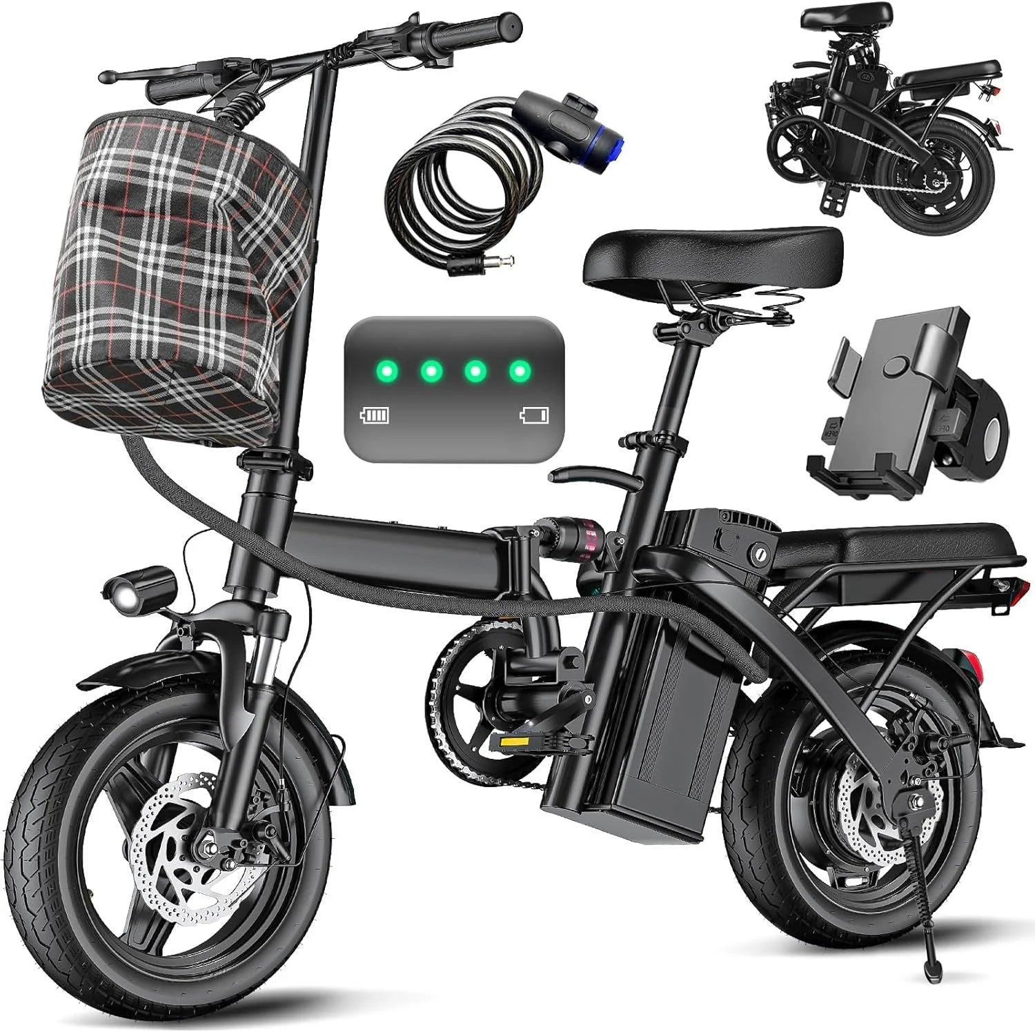2026 Electric bicycle for adults and teenagers, foldable e-bike for commuters and city use, foldable e-bike motor 48V 24MPH