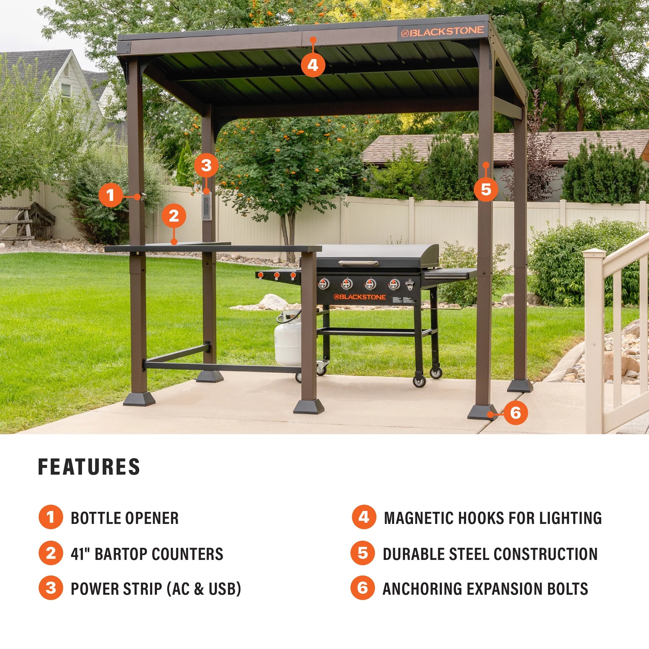 2026 Blackstone 5' x 8' Outdoor Griddle/Grill Pavilion Grill Gazebo