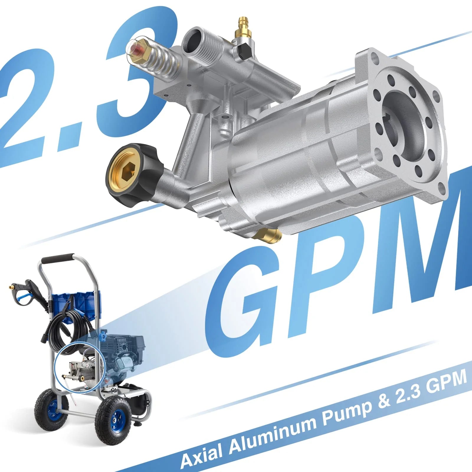 2026 Efurden 3500PSI Gas Pressure Washer, 2.3GPM Gas Powered High Pressure Clean Machine with 209CC Engine, 4 Adjustable Nozzles for Cleaning Walls, Terraces, Vehicles, Gardens (Blue)