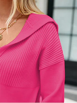 2026 Pullover Lapel Knit Soft Sweater
