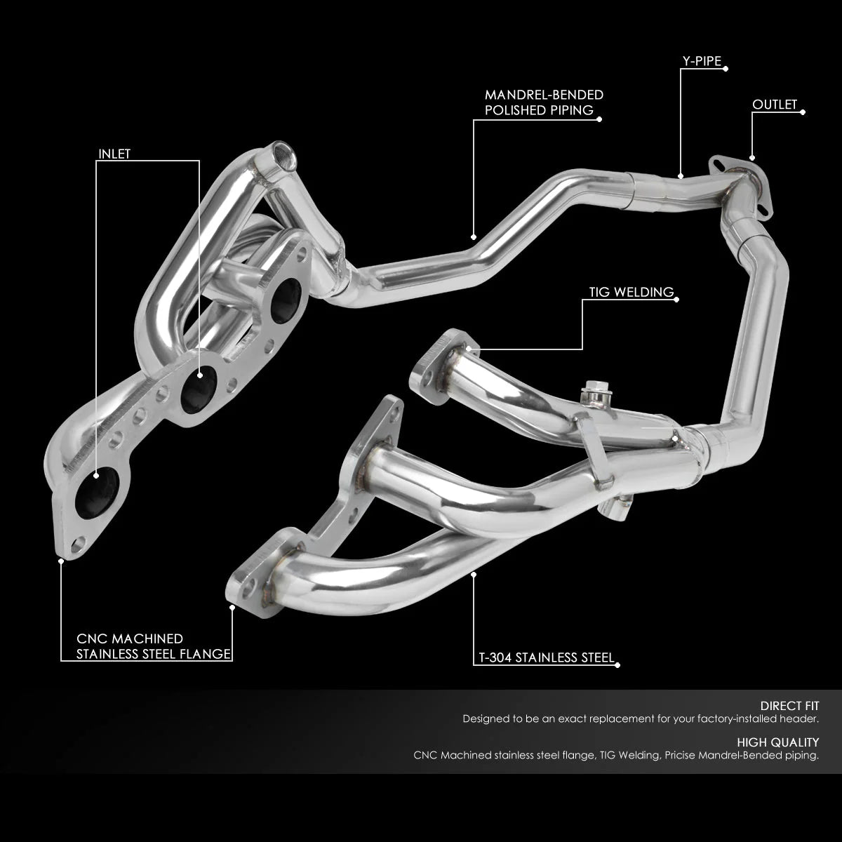 84-89 Nissan 300ZX VG30E 3.0L SOHC Non Turbo Tri-Y Shorty Exhaust Header - Stainless Steel
