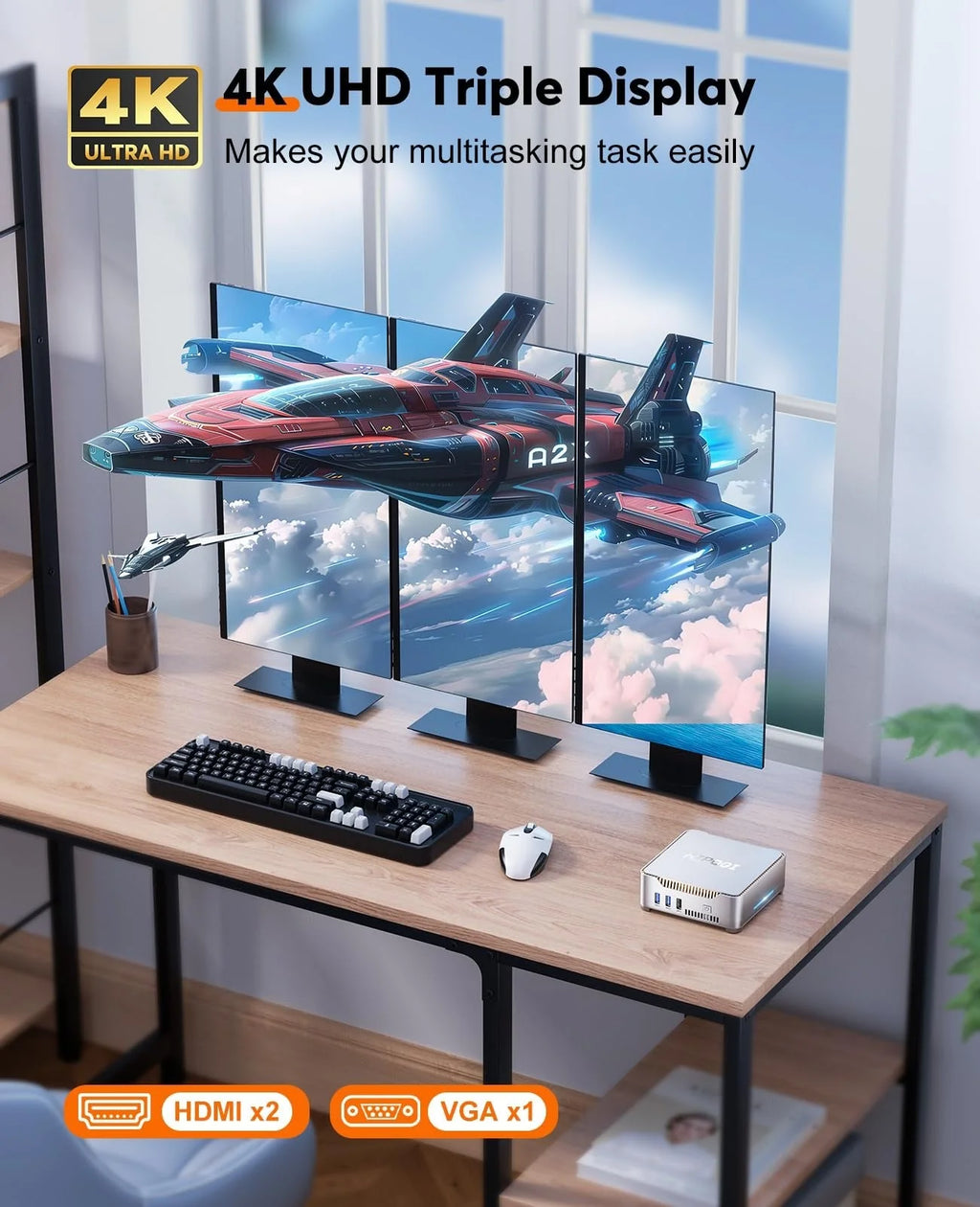 2026 KAMRUI GK3Plus Mini PC, 16GB RAM, 512GB M.2 SSD Mini Computer