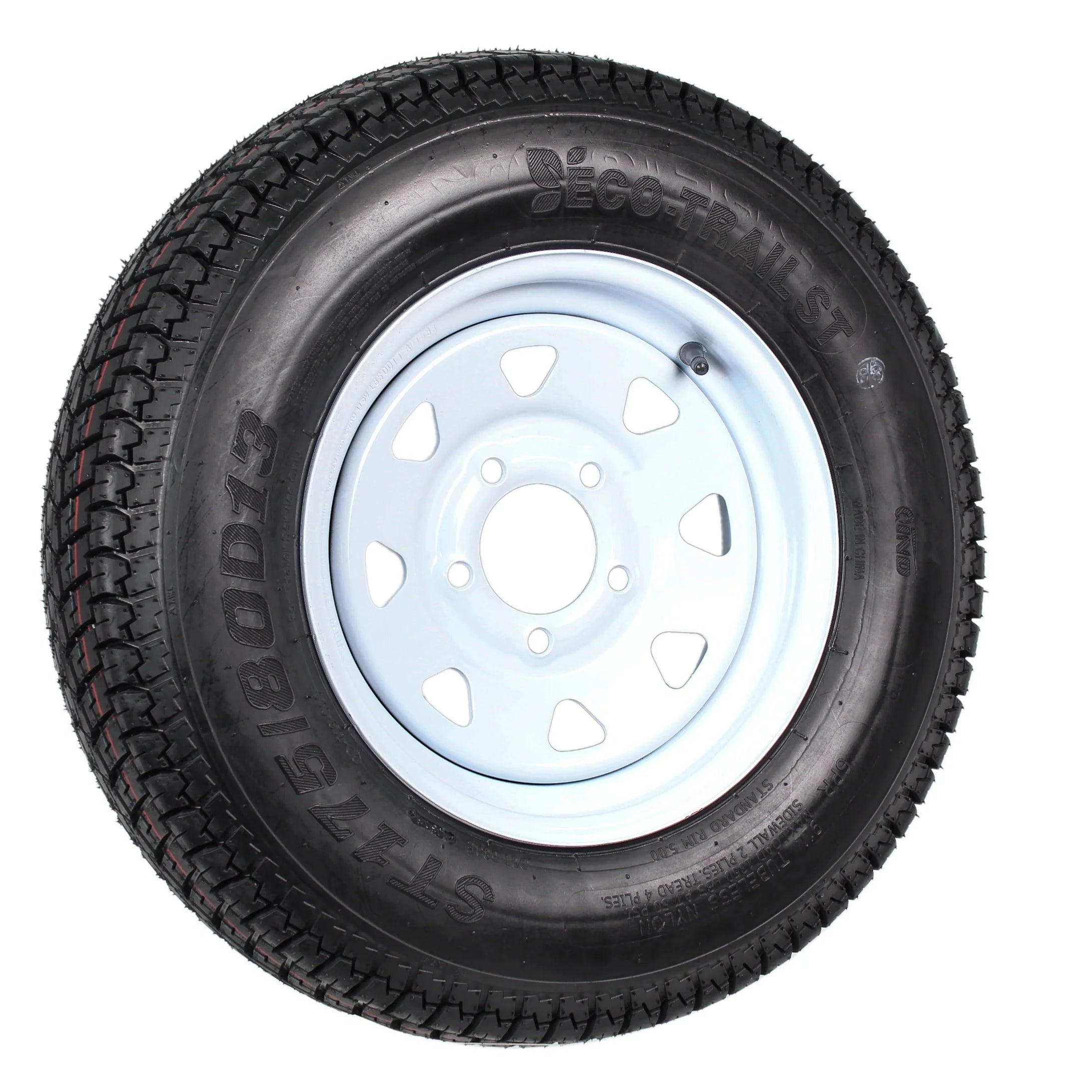 2026 2-pack trailer tires and rims ST175/80D13 175/80 13 B78-13 LRC 5-hole white spoked wheel