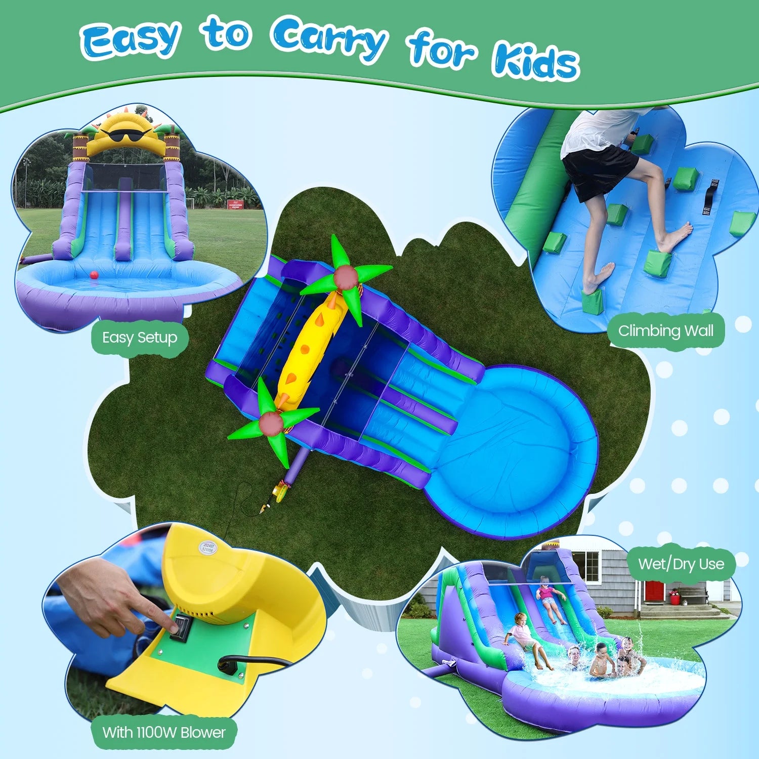 2026 Relunch 26FT Inflatable Double Water Slide for Kids & Adults, PVC Inflatable Water Park with Blower, Giant Splash Pool for Backyard & Outdoor Fun, 26'L x 12'W x 14'H
