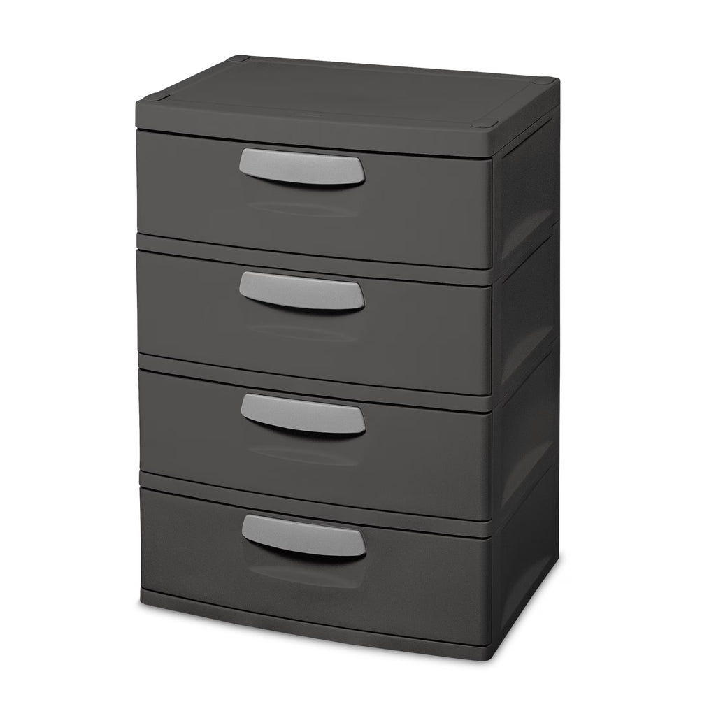 2026 Sterilite 4 Drawer Unit, Durable Plastic Storage Solution for Garages and Basements, Dark Gray