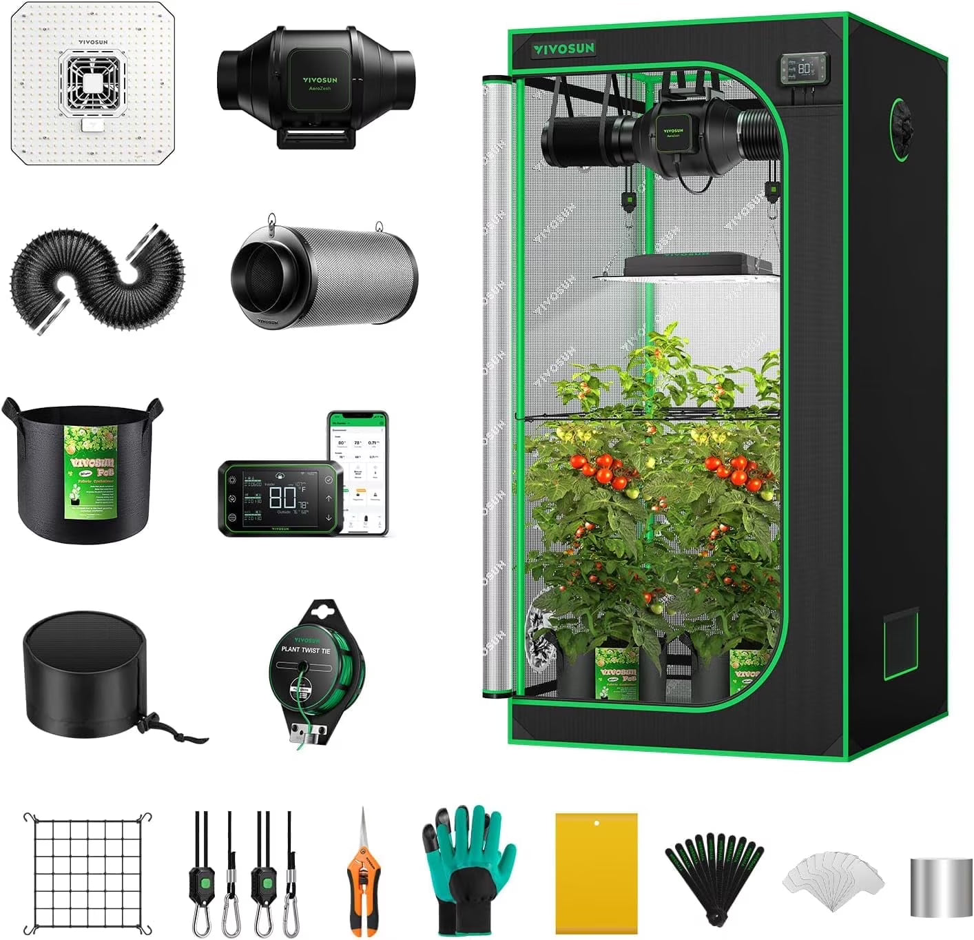2026 VIVOSUN GIY Smart Grow Tent System 2x2, WiFi-Integrated Grow Tent Kit, with Automate Ventilation and Circulation, Schedule Full Spectrum 100W LED Grow Light, and GrowHub E42A Controller