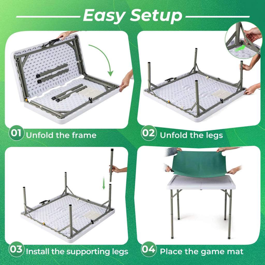 2026 Costway 35" Folding Mahjong Table with Cup Holders & Smooth Felt Mat Carrying Handle Green