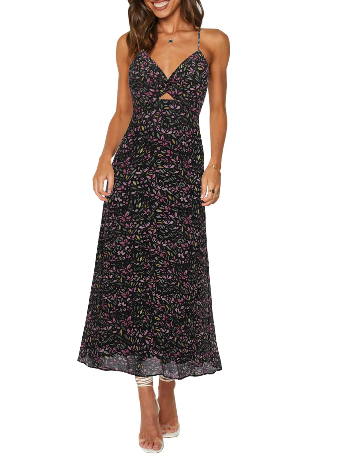 2026 Spaghetti Strap Floral Print Dress