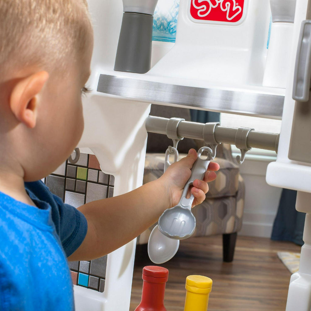 2026 Step2 Contemporary Chef Brown and White Toddler Plastic Play Kitchen