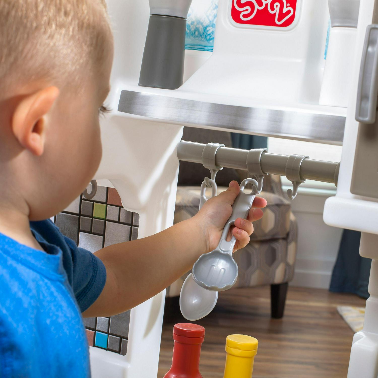 2026 Step2 Contemporary Chef Brown and White Toddler Plastic Play Kitchen