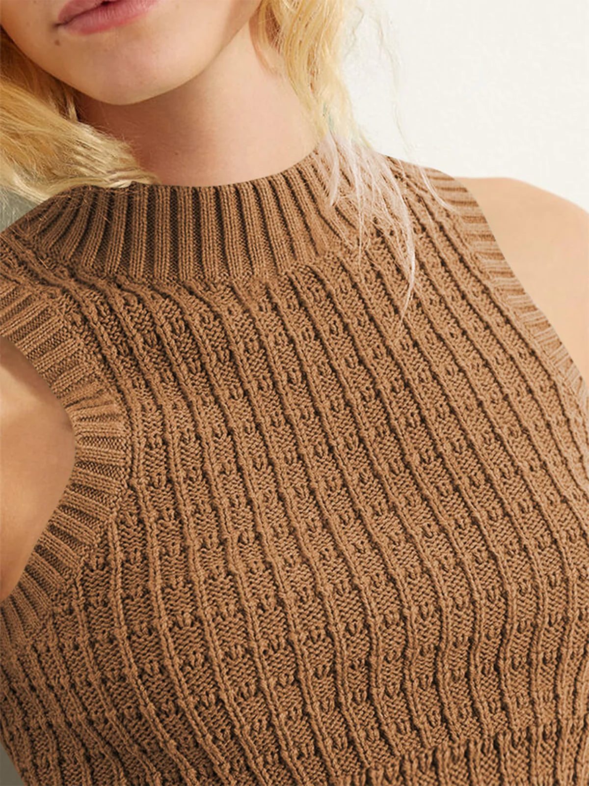 2026 Crew Neck Sleeveless Knit Sweater
