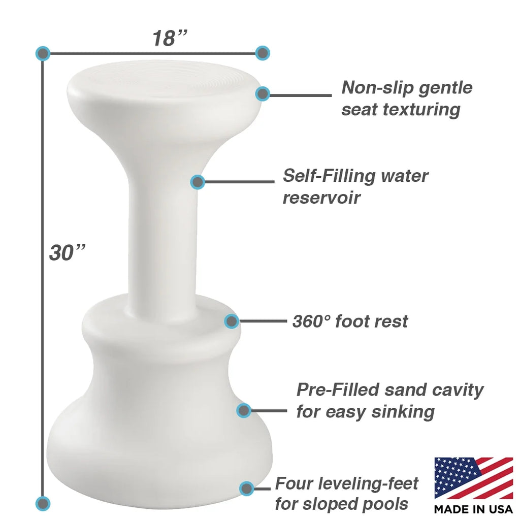 2026 Dunn-Rite Products Made in USA Submersible Swim Up Pool Stools for Underwater Use, Bar Stool for Inside Pool and Patio Deck Seating, 24 Inch (1 Stool)