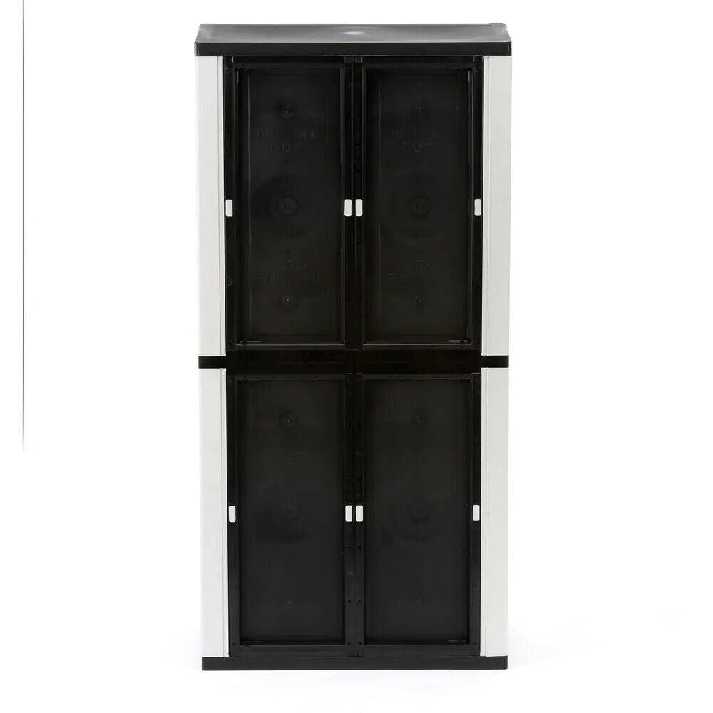 2026 HDX Gray Plastic Freestanding Garage Cabinet, 35′′W x 71′′H x 18′′D, with Adjustable Shelves and Lockable Doors