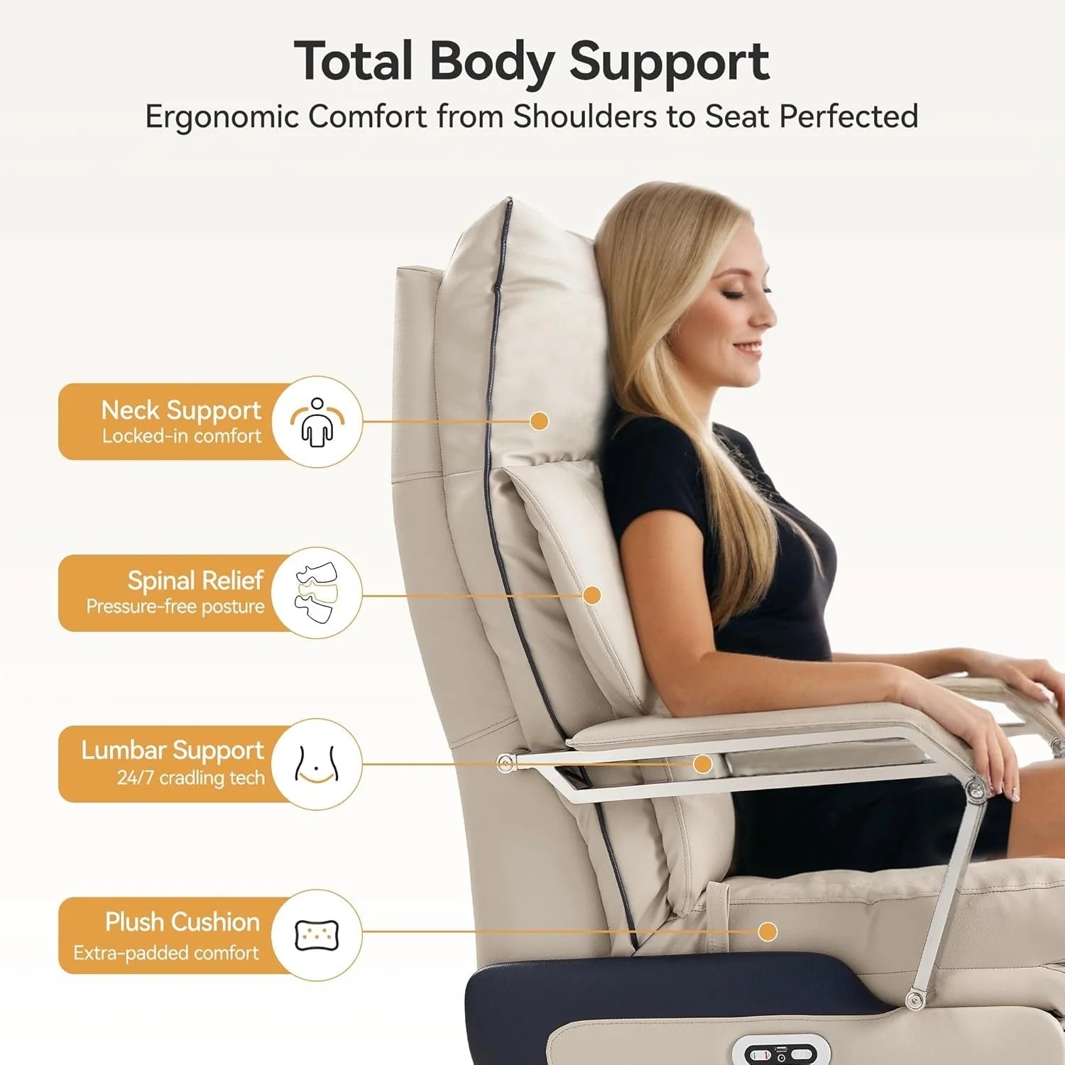 2026 M80 executive chair with two motors and footrest, for tall and heavy people, up to 190 kg, beige