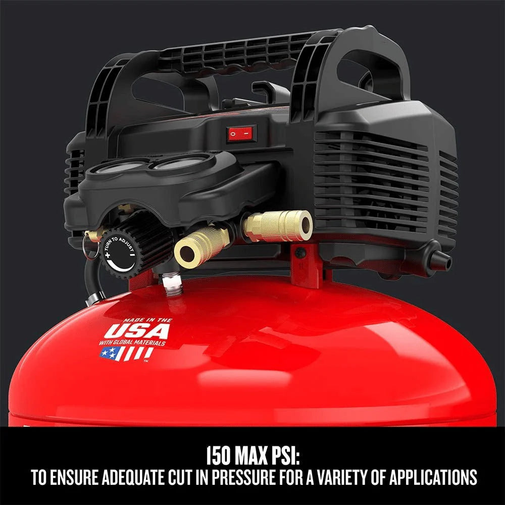 2026 Craftsman 6-gallon pancake air compressor, oil-free, 150 PSI, portable with accessory kit