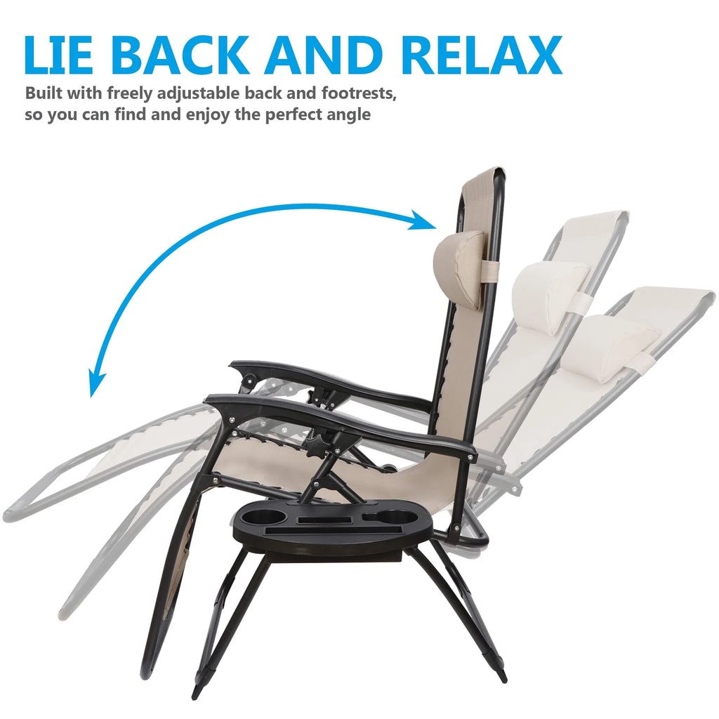 2026 HomGarden 2 Pack Steel Zero-Gravity Chair - Beige