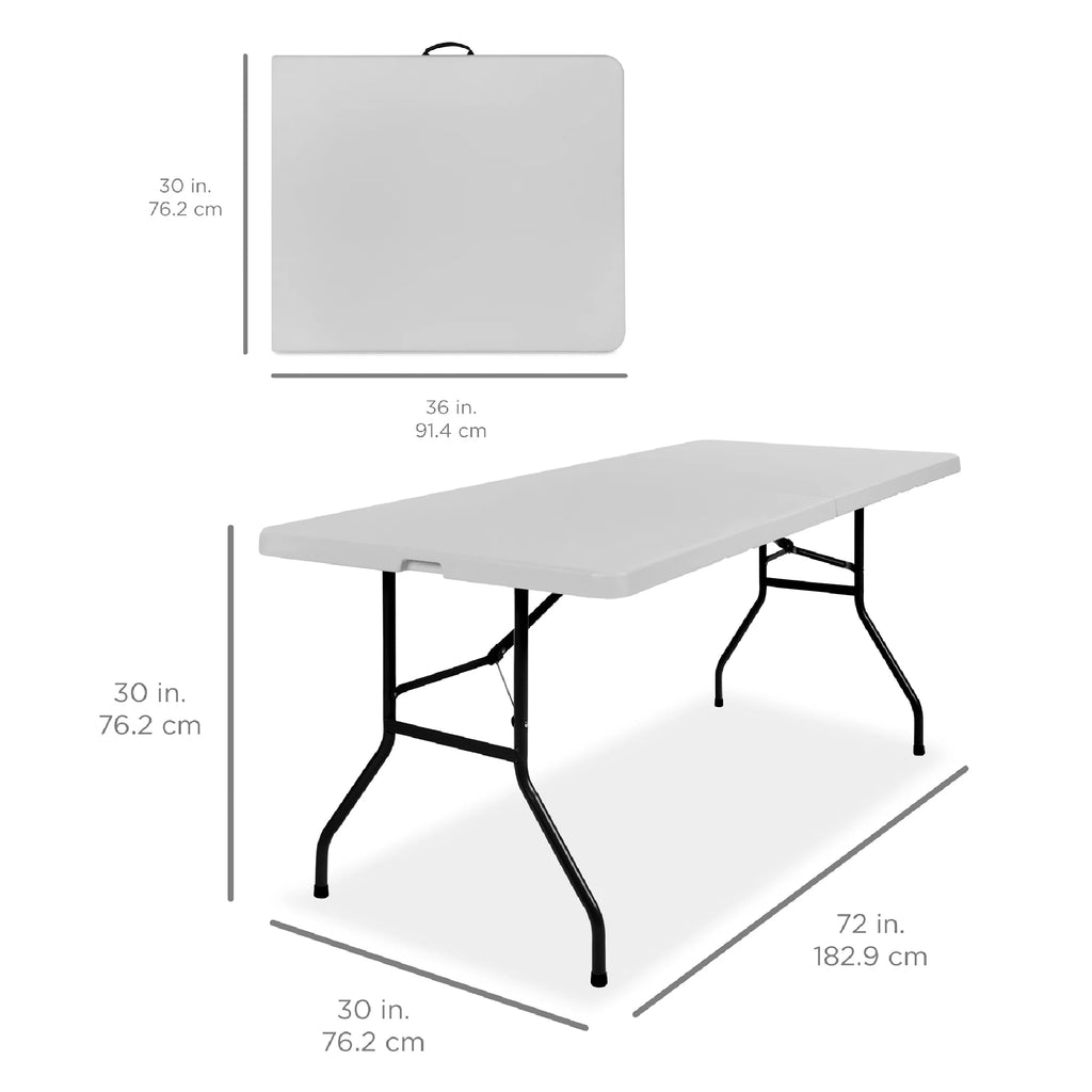 2026 Best Choice Products 6ft Plastic Folding Table, Indoor Outdoor Heavy Duty Portable w/ Handle, Lock - White