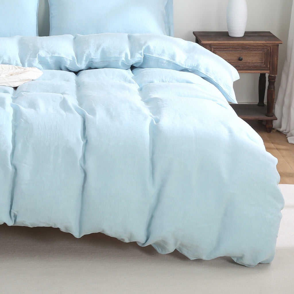 2026 100% Pure Linen Duvet Cover with Button Closure and Corner Ties Soft & Breathable - Natural Full/Queen