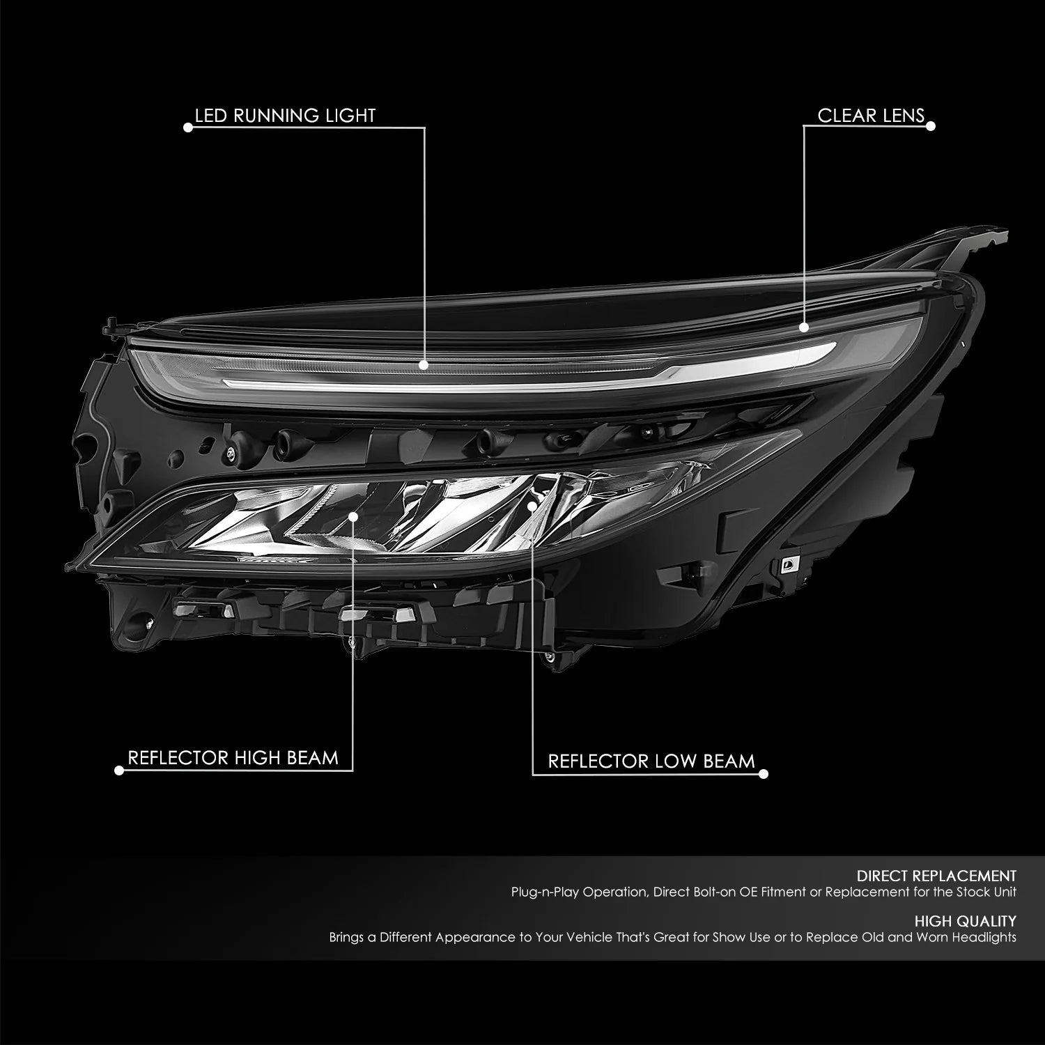 Factory Style Left Side Headlight22-24 Chevy Equinox