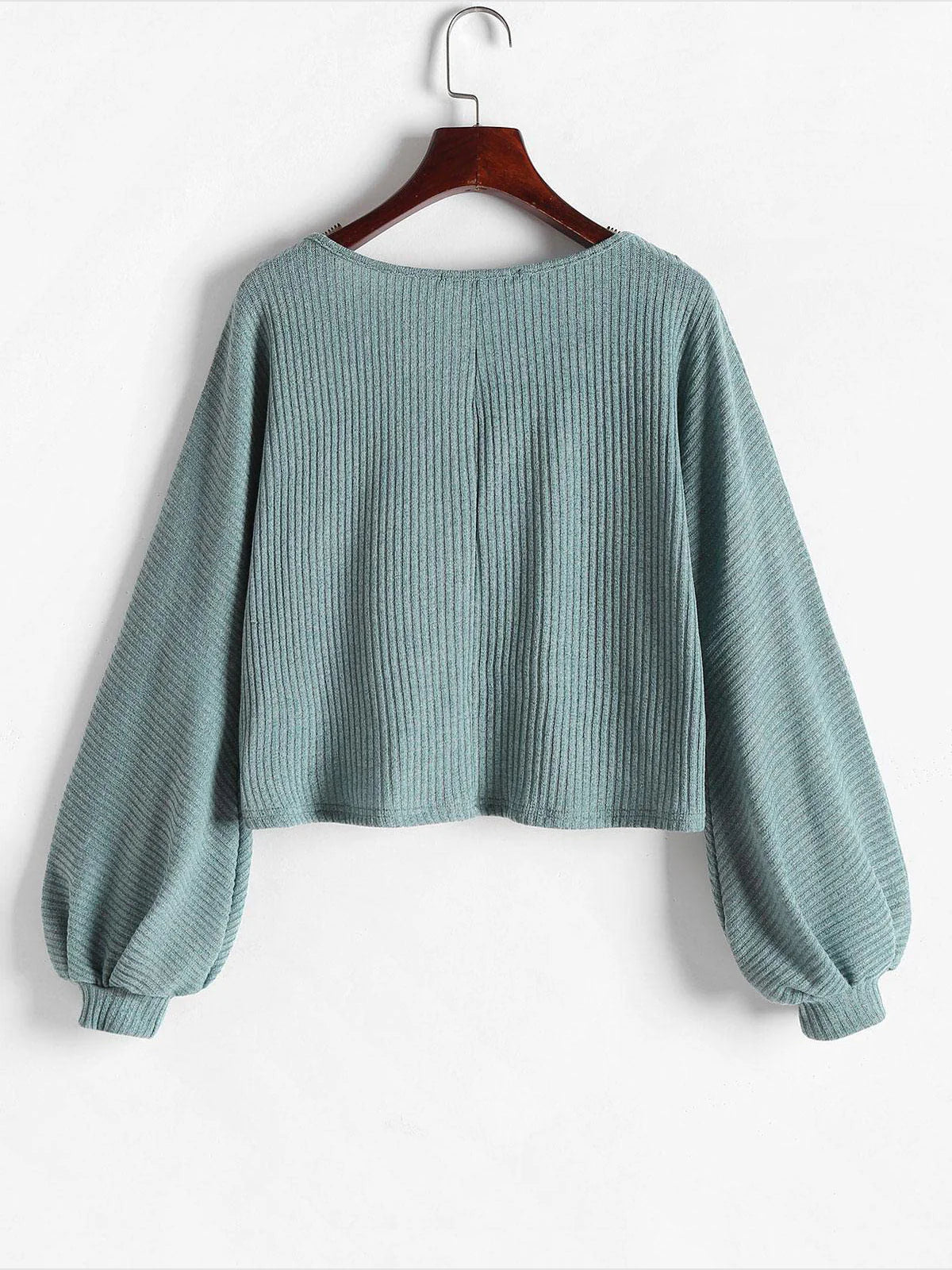 2026 Ribbed knit crew neck sweater