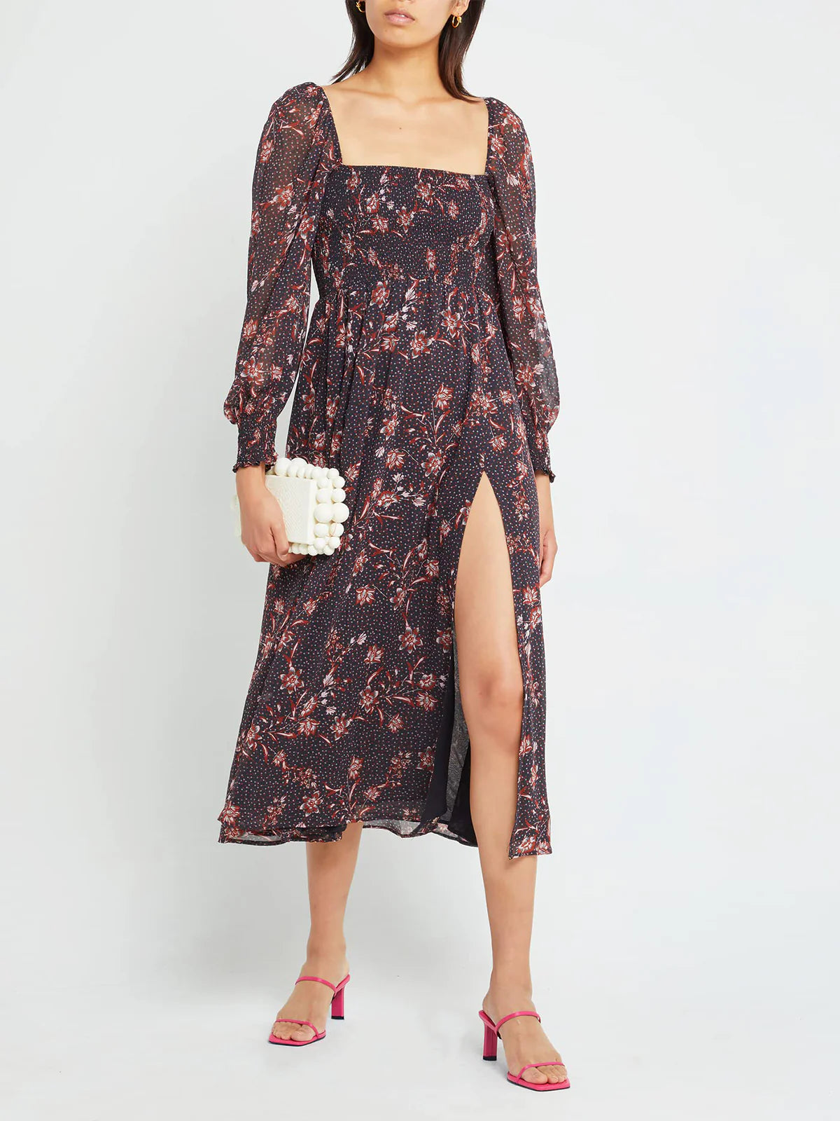 2026 Puffy High-Waisted Floral Dress