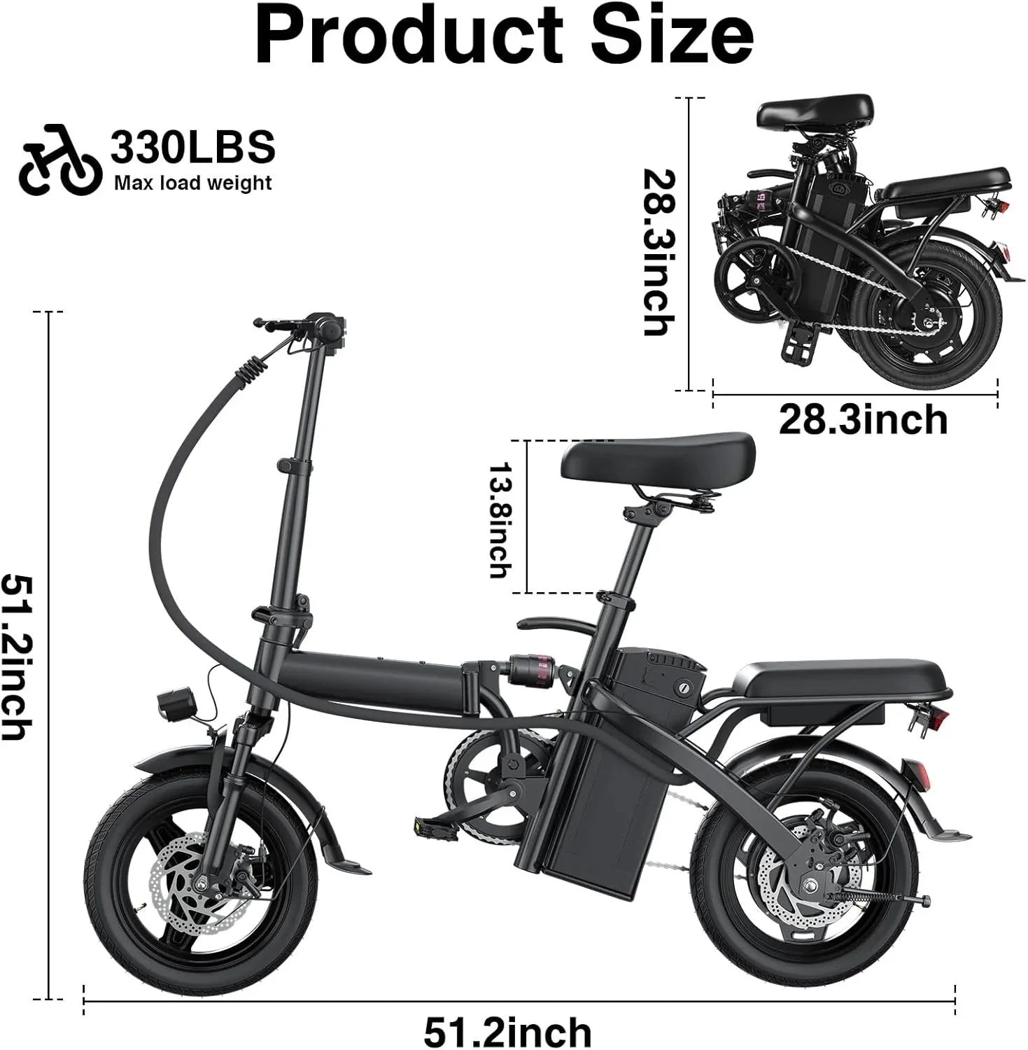 2026 Electric bicycle for adults and teenagers, foldable e-bike for commuters and city use, foldable e-bike motor 48V 24MPH