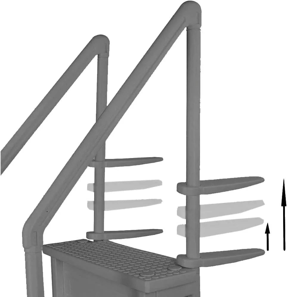 2026 Non-slip pool entrance steps | Gray | Suitable for above-ground pools | Can be installed on patios with a height of 122 to 137 cm | Maximum load capacity 136 kg