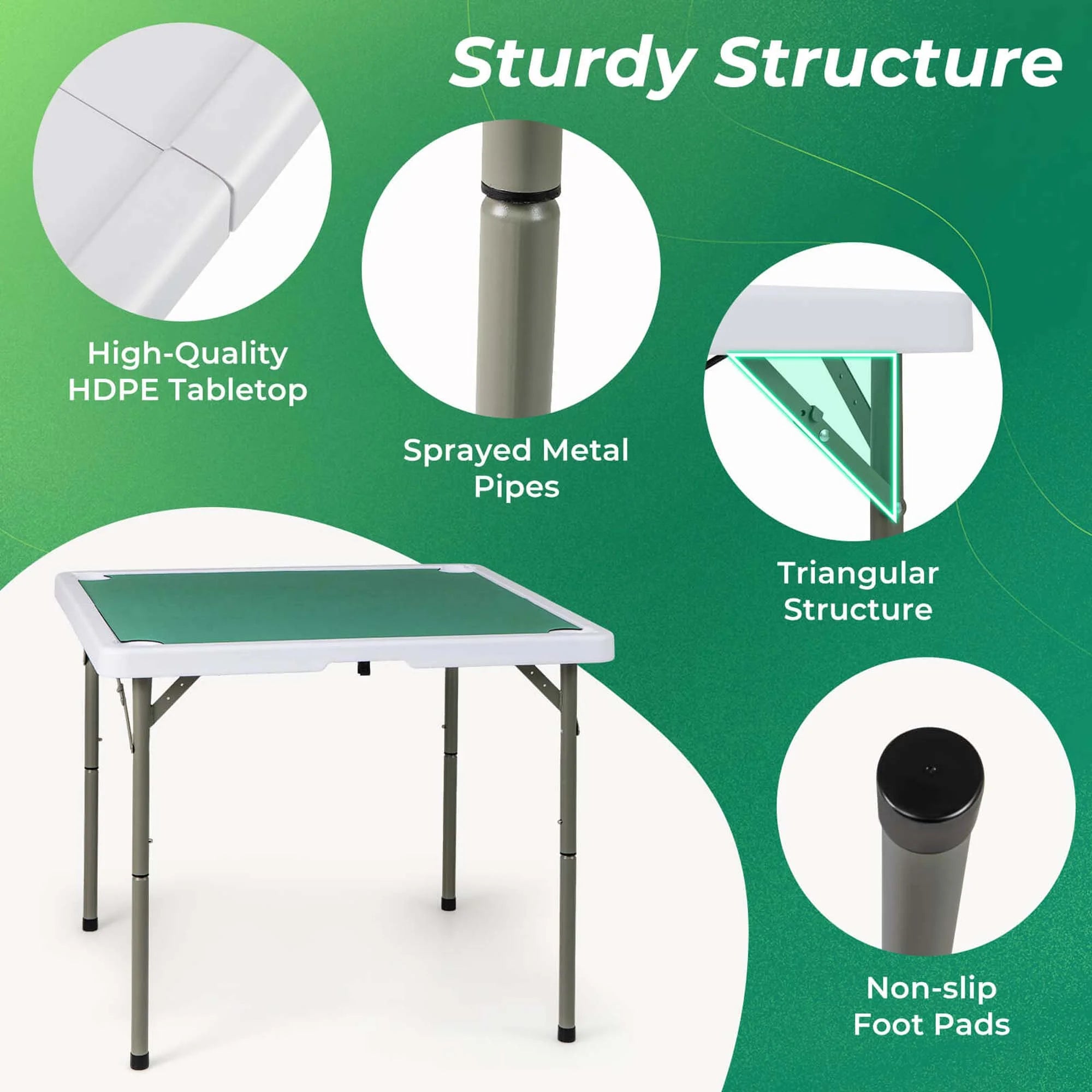 2026 Costway 35" Folding Mahjong Table with Cup Holders & Smooth Felt Mat Carrying Handle Green