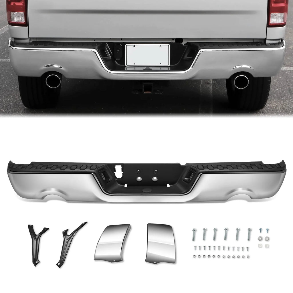 Modular Style Rear Step Bumper w/Dual Exhaust & License Plate Lights  09-19 Dodge Ram 1500 2500 3500