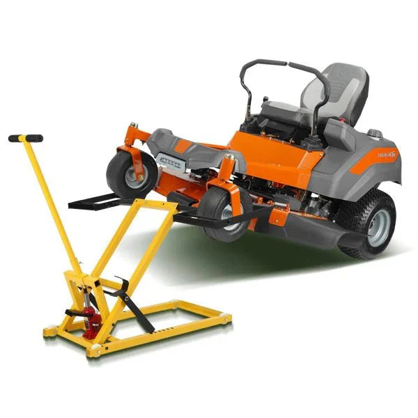 2026 Lawn mower lift with hydraulic jack, 66 cm (26 inch) lifting height, welded steel construction, lifting capacity 227 kg (500 lbs), for ride-on lawn mowers, tractors and ATVs