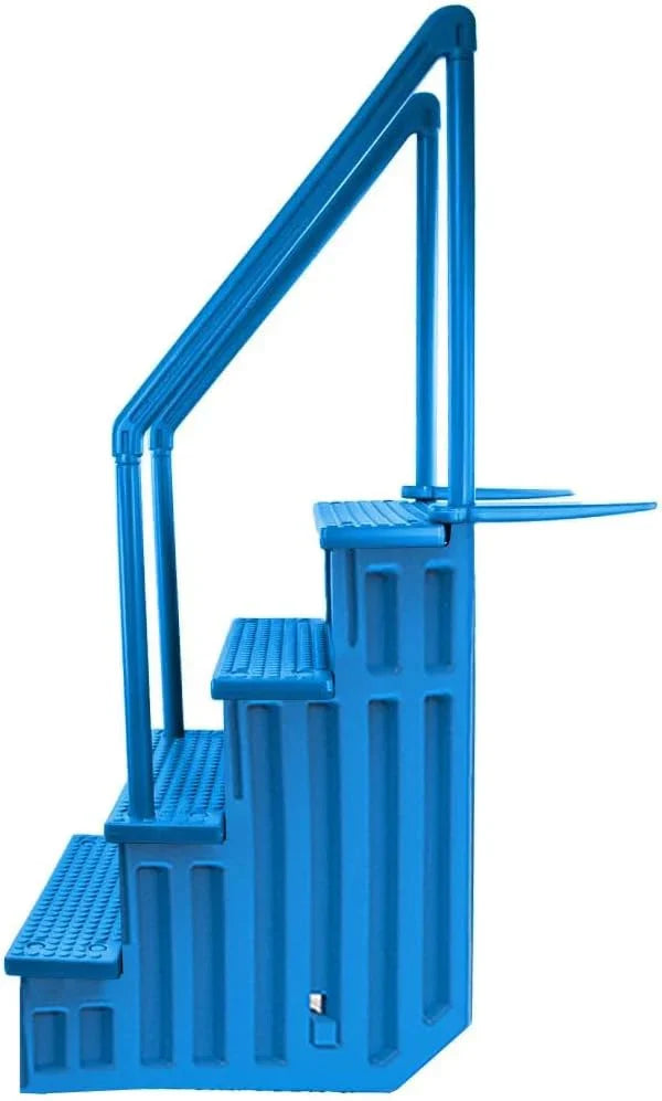 2026 Non-slip pool entrance steps | Gray | Suitable for above-ground pools | Can be installed on patios with a height of 122 to 137 cm | Maximum load capacity 136 kg