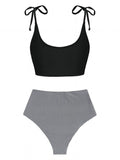 Floral High Waisted Tie Shoulder Tankini