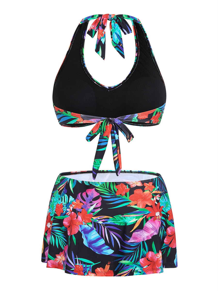 ZAFUL Womens High Waisted Bikini Sets with Skirt Tummy Control Bathing Suit Two Piece Swimsuit