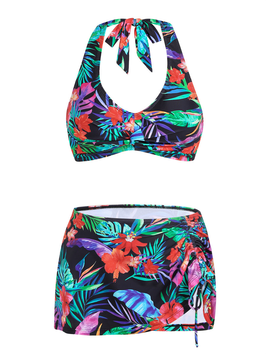 ZAFUL Womens High Waisted Bikini Sets with Skirt Tummy Control Bathing Suit Two Piece Swimsuit