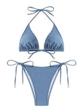 High Cut Halter Triangle Bikini Set