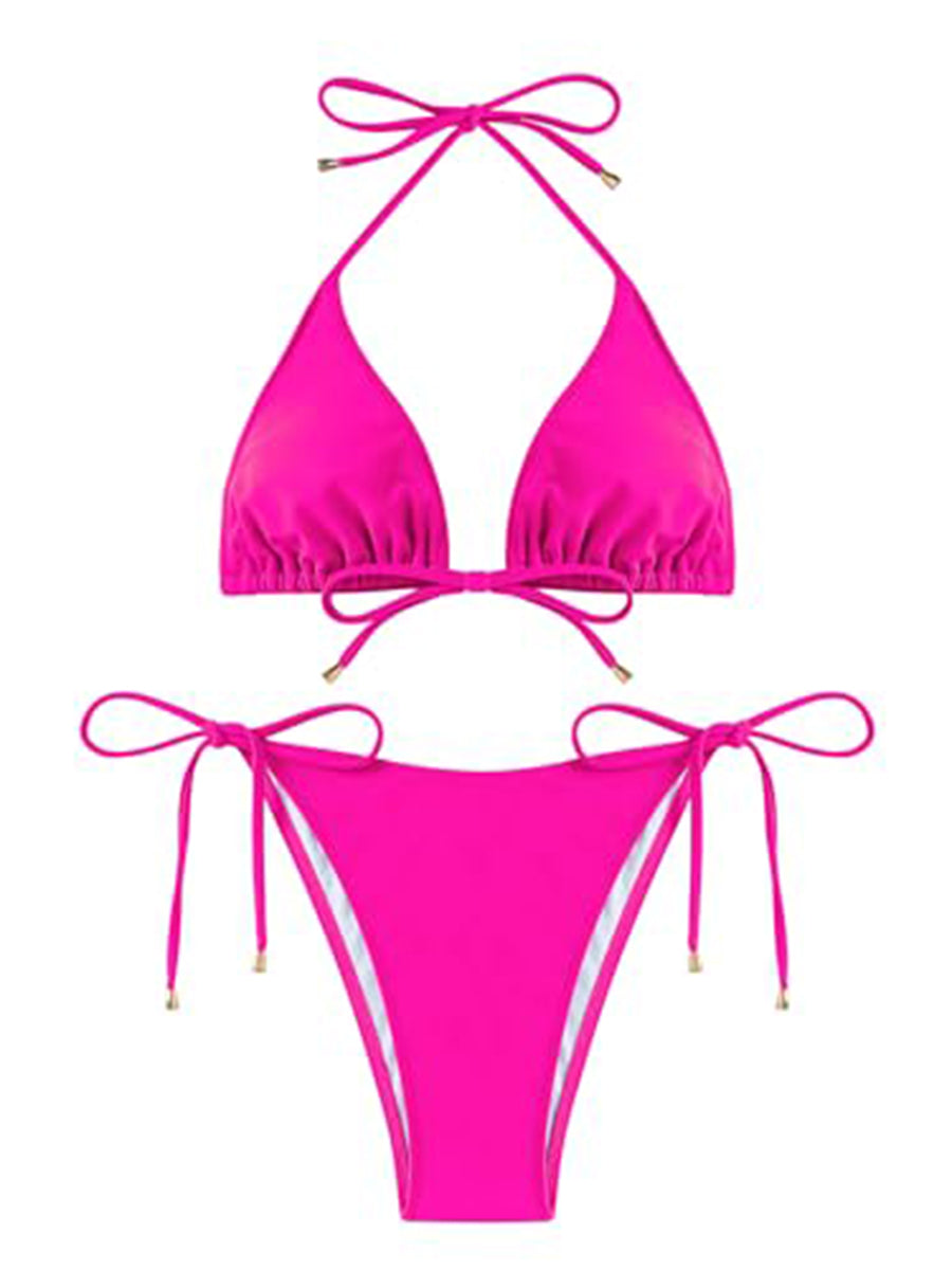 High Cut Halter Triangle Bikini Set
