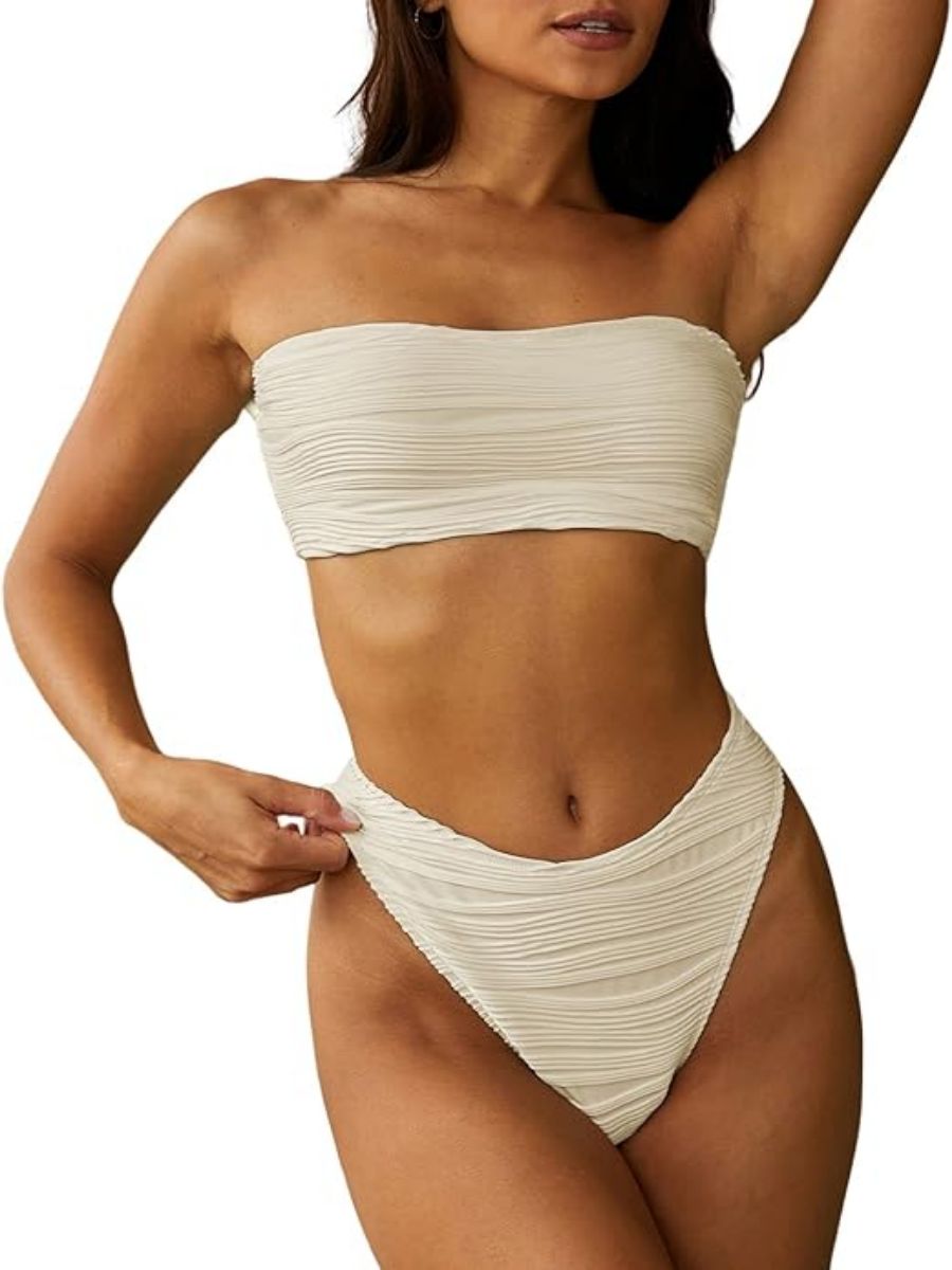 Lace up Strapless Bandeau Bikini