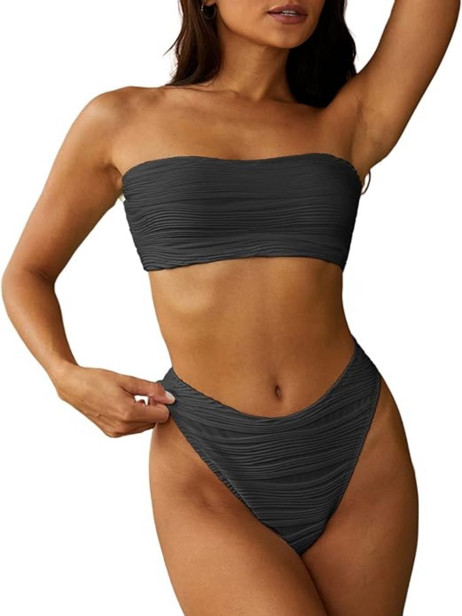 Lace up Strapless Bandeau Bikini