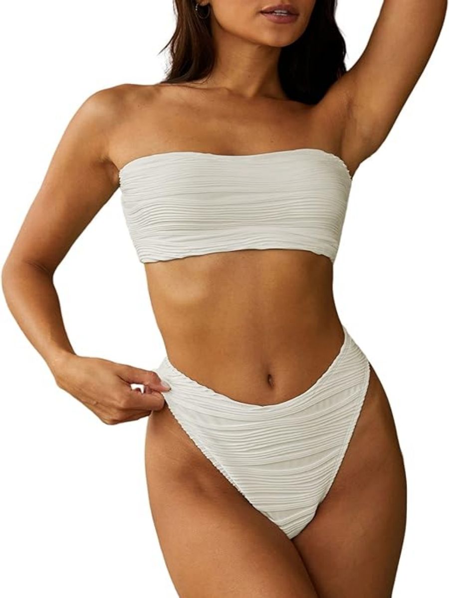 Lace up Strapless Bandeau Bikini
